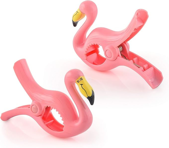 O2COOL Bocaclips - Beach Towel Clips for Beach Chairs, Patio and Pool Accessories - (Flamingo) 2 ... | Amazon (US)