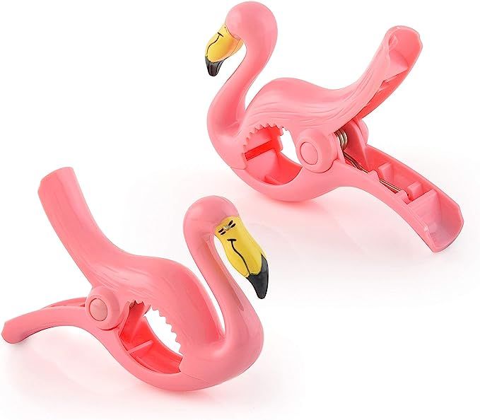 O2COOL Bocaclips - Beach Towel Clips for Beach Chairs, Patio and Pool Accessories - (Flamingo) 2 ... | Amazon (US)