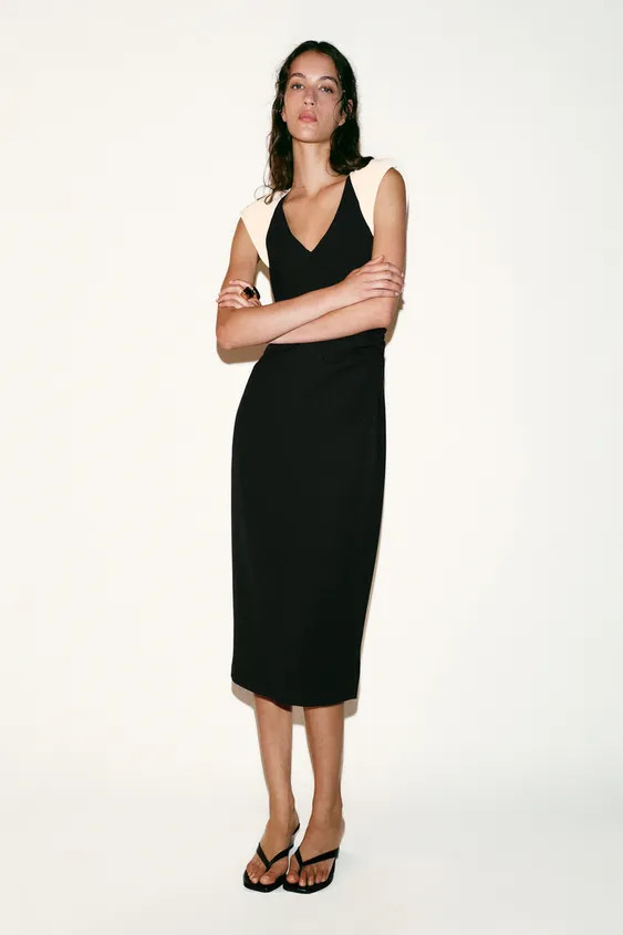 ROBE MIDI BIMATI\u00c8RE \u00c0 \u00c9PAULETTES | Zara US