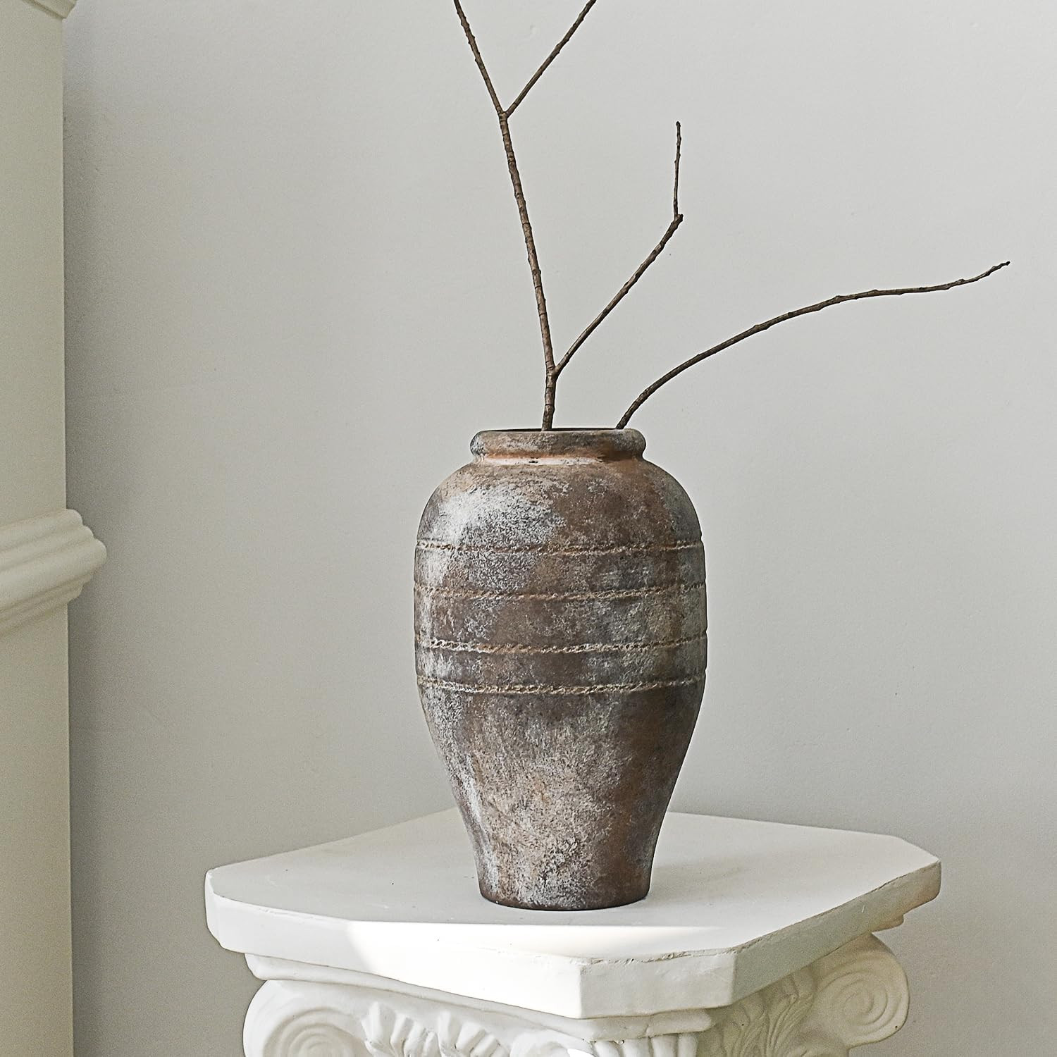 Antique Ceramic Flower Vase for Living Room Bedroom 9.06'' Farmhouse Decor for Bouquet Fake Plant... | Amazon (US)