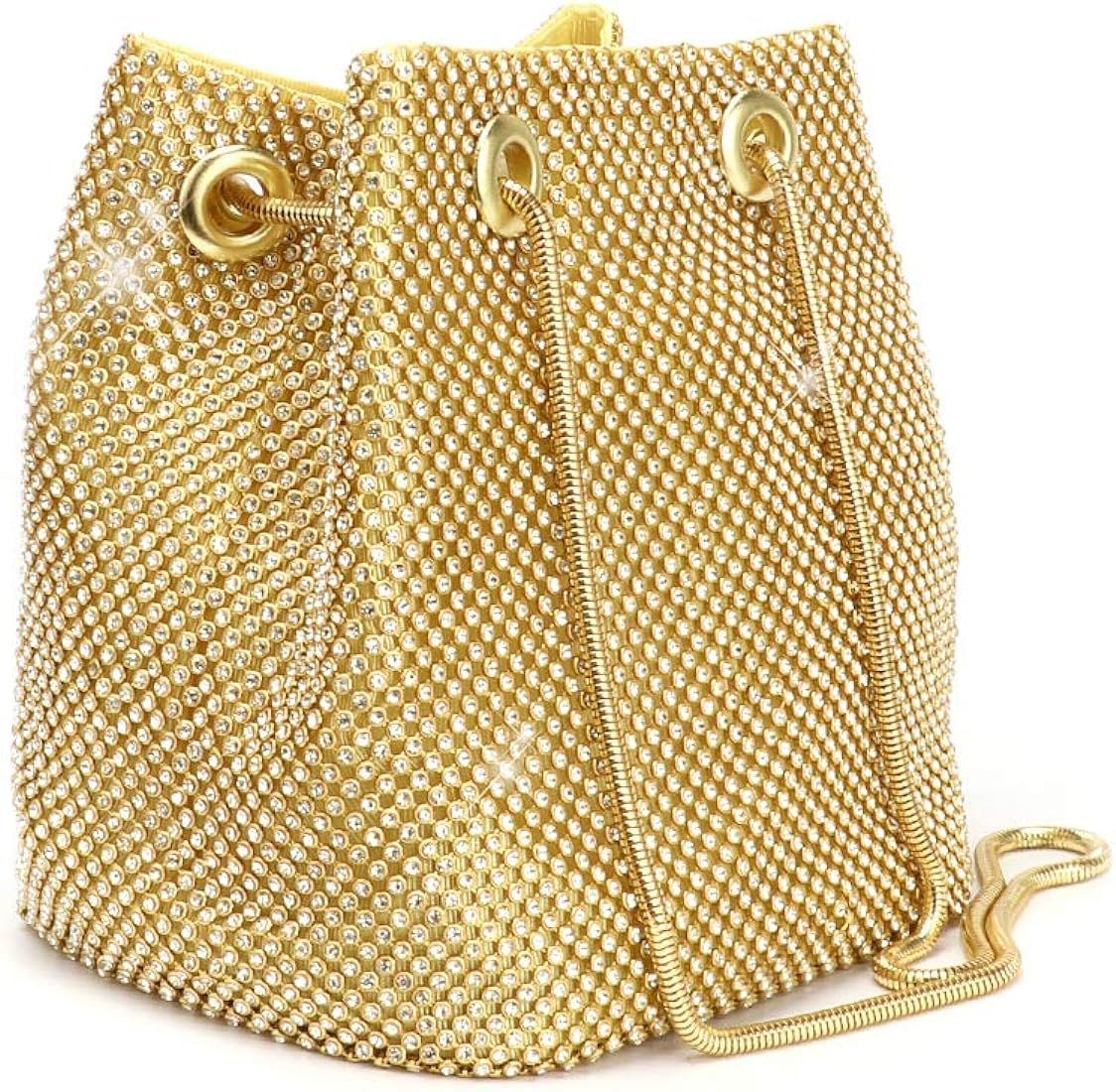 Women's Evening Bag- Upgraded Size Full Rhinestones Bucket Bag Shining Bag Shoulder Bag for Party... | Amazon (US)