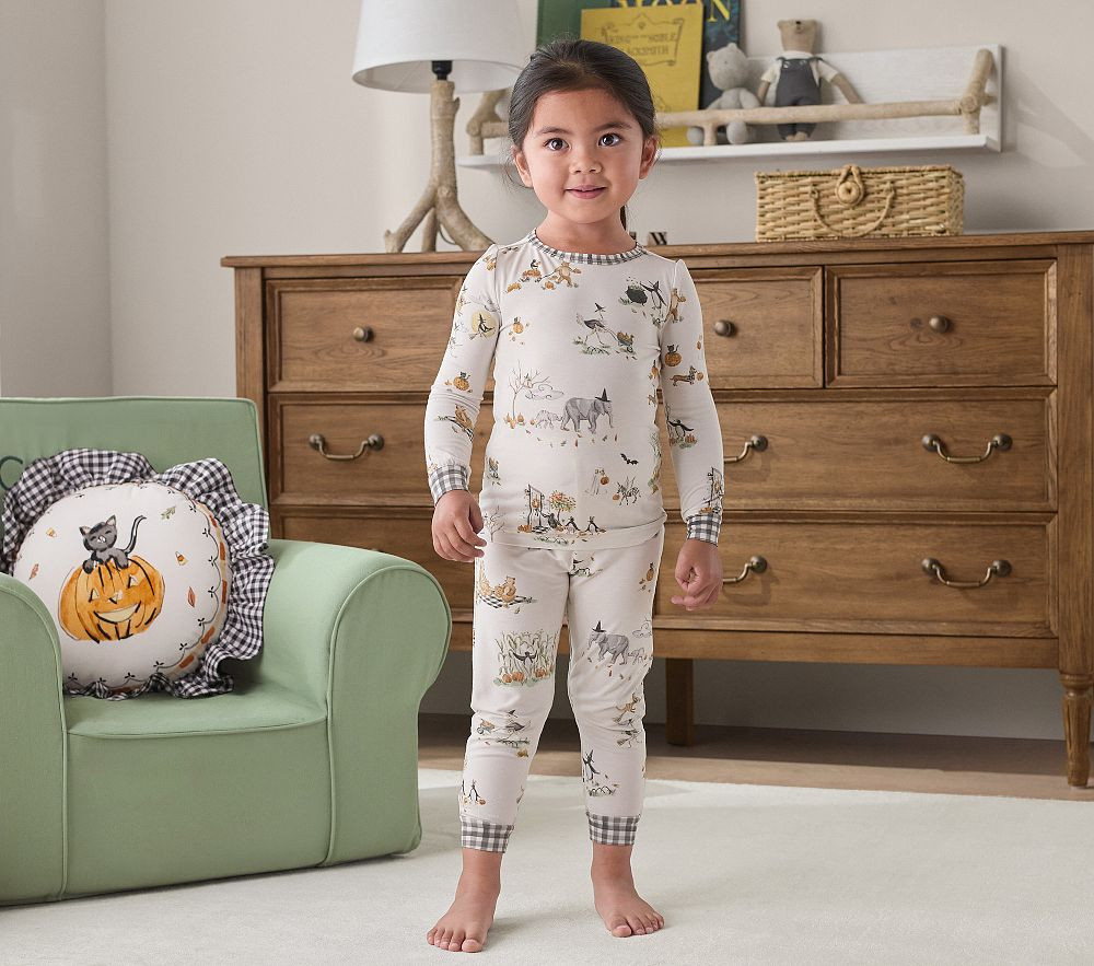 Riley Sheehey Halloween Bamboo Viscose Tight Fit Kid Kid Pajama Set | Pottery Barn Kids