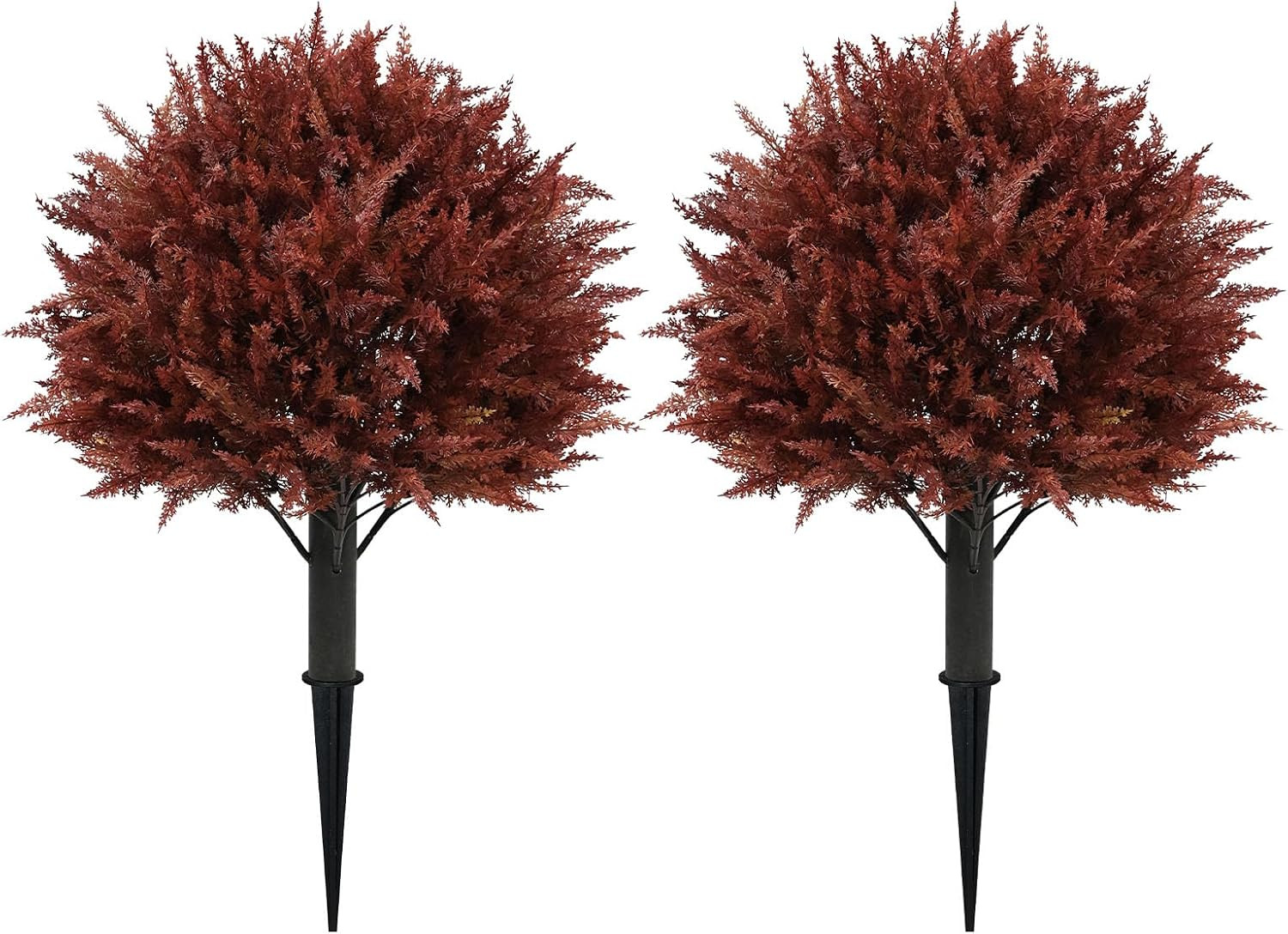 24" Artificial Fall Outdoor Plants, Faux Cypress Bushes & Shrubs, Set of 2 | UV Resistant, Easy Installation, Topiary Ball Trees with Ground Stake for Outside Planters, Front Porch, Patio Autumn Decor | Amazon (US)