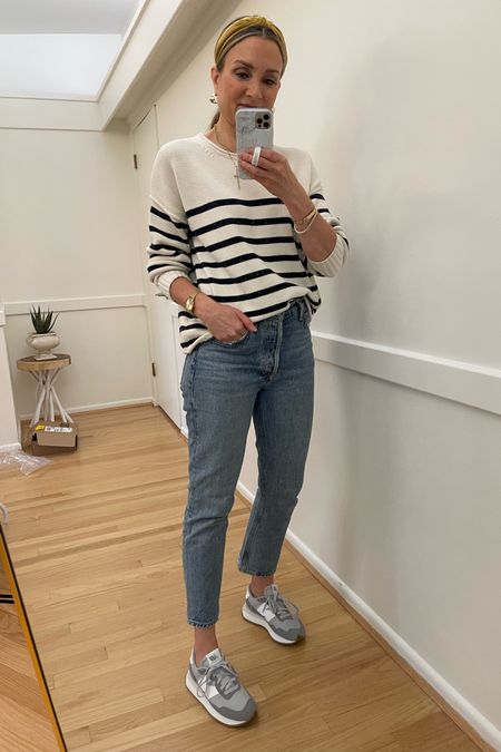 Spring transition ootd! Striped sweater, straight leg Agolde jeans, new balance sneakers 

Madewell, spring outfit, casual outfit, everyday outfit, retro sneakers 

#LTKSeasonal #LTKshoecrush #LTKstyletip