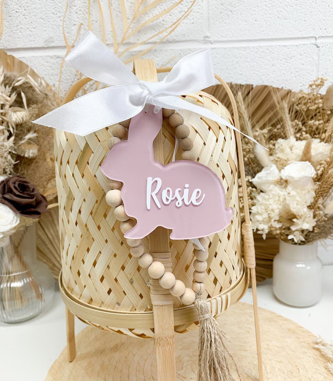 Acrylic Easter Bunny Basket Tag/name Place Painted - Etsy | Etsy (US)