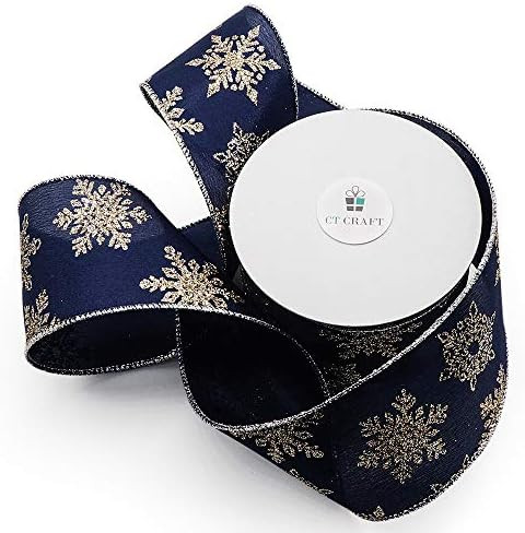 CT CRAFT LLC Navy with Snowflake Wired Ribbon for Home Decor, Gift Wrapping, DIY Crafts, 2.5" x 10 Y | Amazon (US)