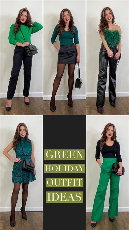 Green outfit ideas, holiday outfits, holiday outfit ideas, Christmas party, holiday party, Christmas outfit ideas, 

Sizing reference: I’m 5’3”. 114lbs. 34D. Tops and dresses shown in size small. Pants and skirts size XS/2. 

#LTKHoliday #LTKparties #LTKSeasonal