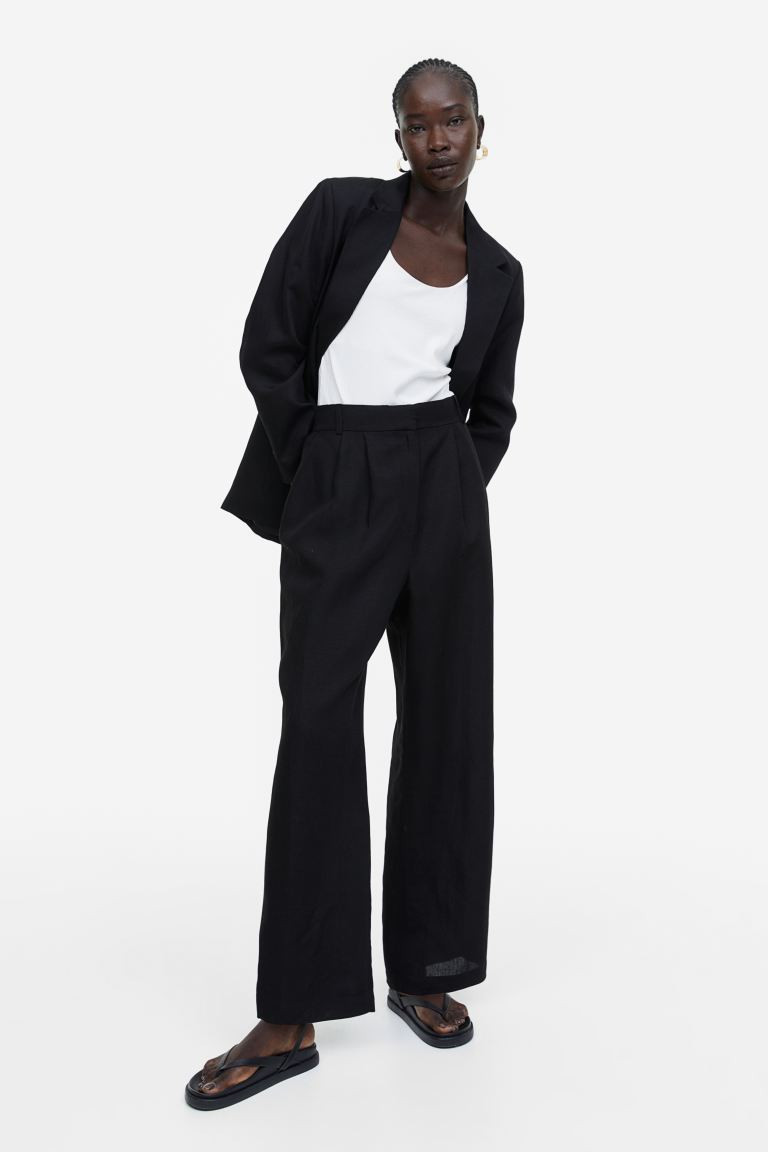 Wide linen-blend trousers | H&M (UK, MY, IN, SG, PH, TW, HK)