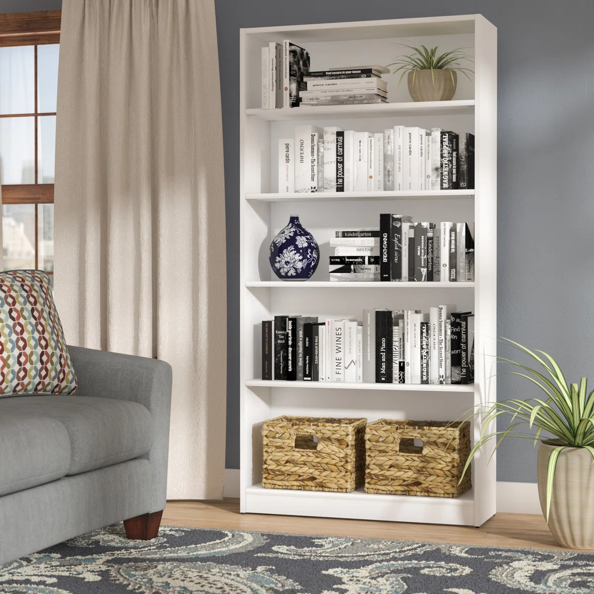 Doyno Tall 5 Shelf Bookcase - Set of 2, Storage and Display Bookshelves for Home Office and Livin... | Wayfair North America