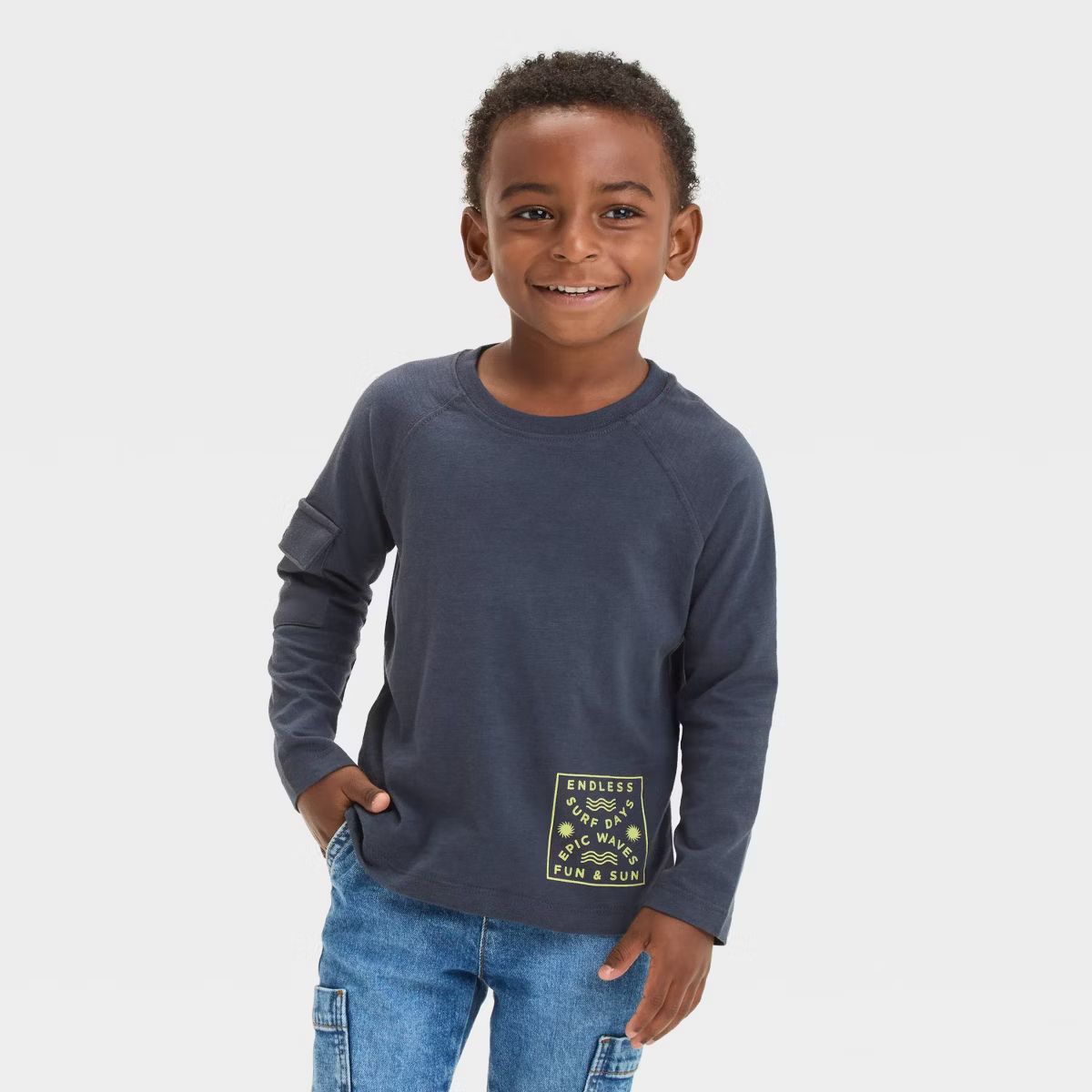 Grayson Mini Toddler Boys' Long Sleeve Pocket Jersey T-Shirt - Black | Target