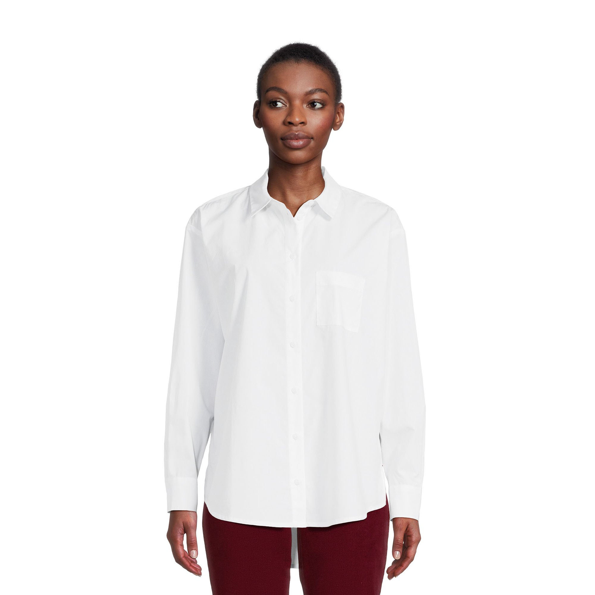Time and Tru Women's Oversized Shirt with Long Sleeves, Sizes XS-3XL | Walmart (US)