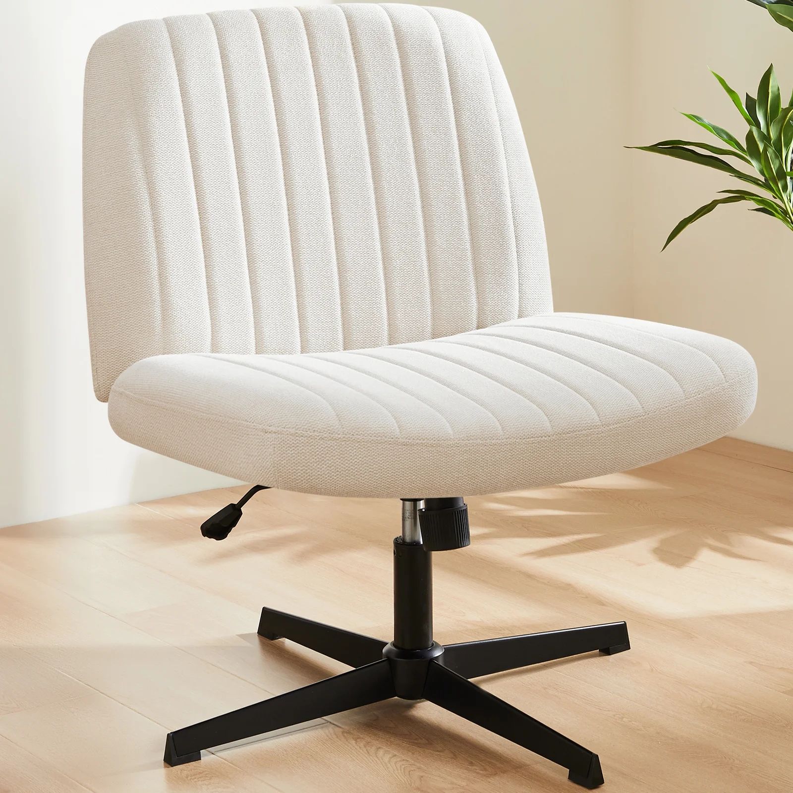 Office Chair Armless Desk Chair No Wheels, Cross Legged Office Chair Wide Home Office Desk Chairs... | Walmart (US)