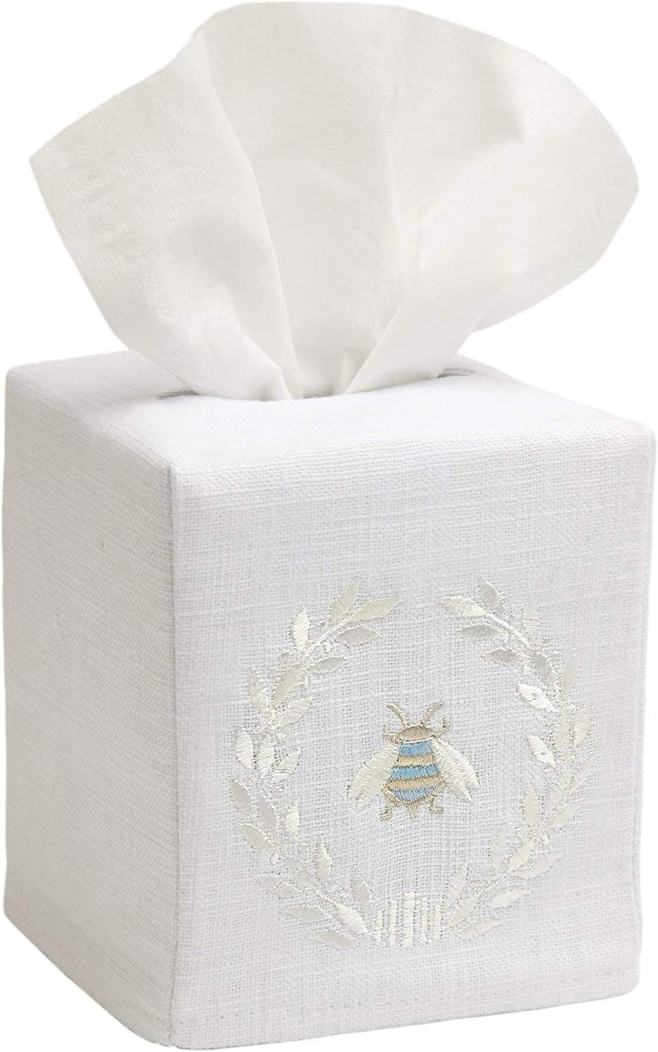 Jacaranda Living Linen/Cotton Tissue Box Cover, Napoleon Bee Wreath, Cream | Amazon (US)