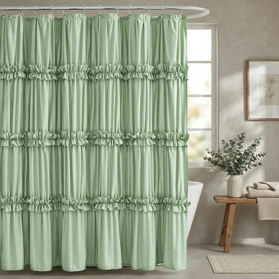 Beautiful Kelly Green Mix & Match Shower Curtain by Drew Barrymore, Cotton & Polyester, 72" x 72" | Walmart (US)