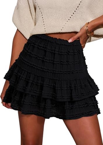 IVIR Flowy Shorts for Women Boho Ruffle Mini Skirt Casual High Waist Tiered Skorts Golf Tennis Sh... | Amazon (US)