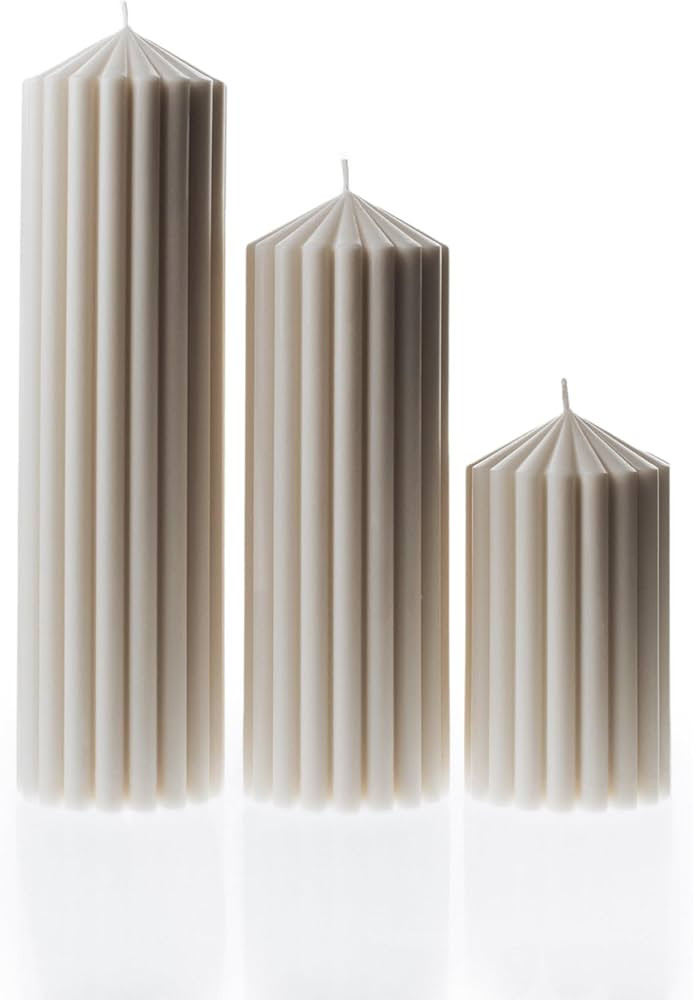 LAWA Ribbed Peak Pillar Candle - Large Beautiful Handmade Pillar Scented Soy Wax Candle Elegant B... | Amazon (US)