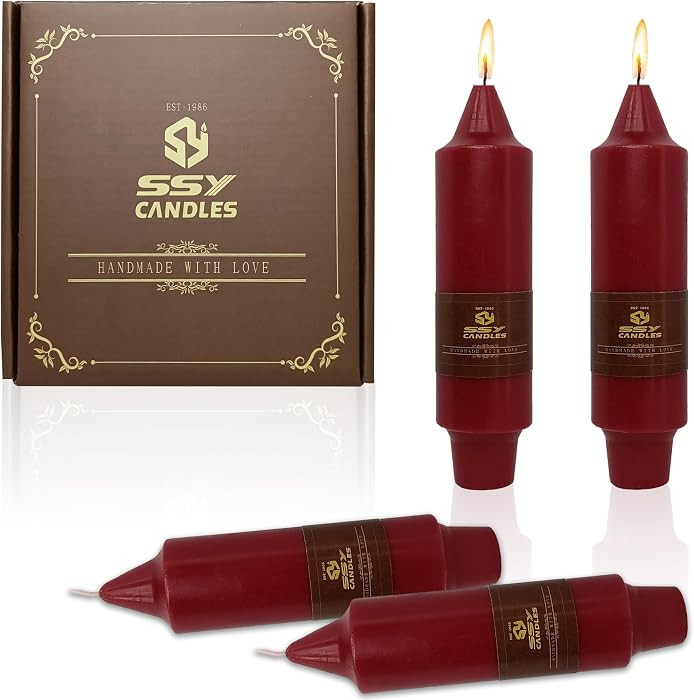 5 Inch Short Taper Candles, Dark Red Unscented Set of 4 for Christmas | Amazon (US)