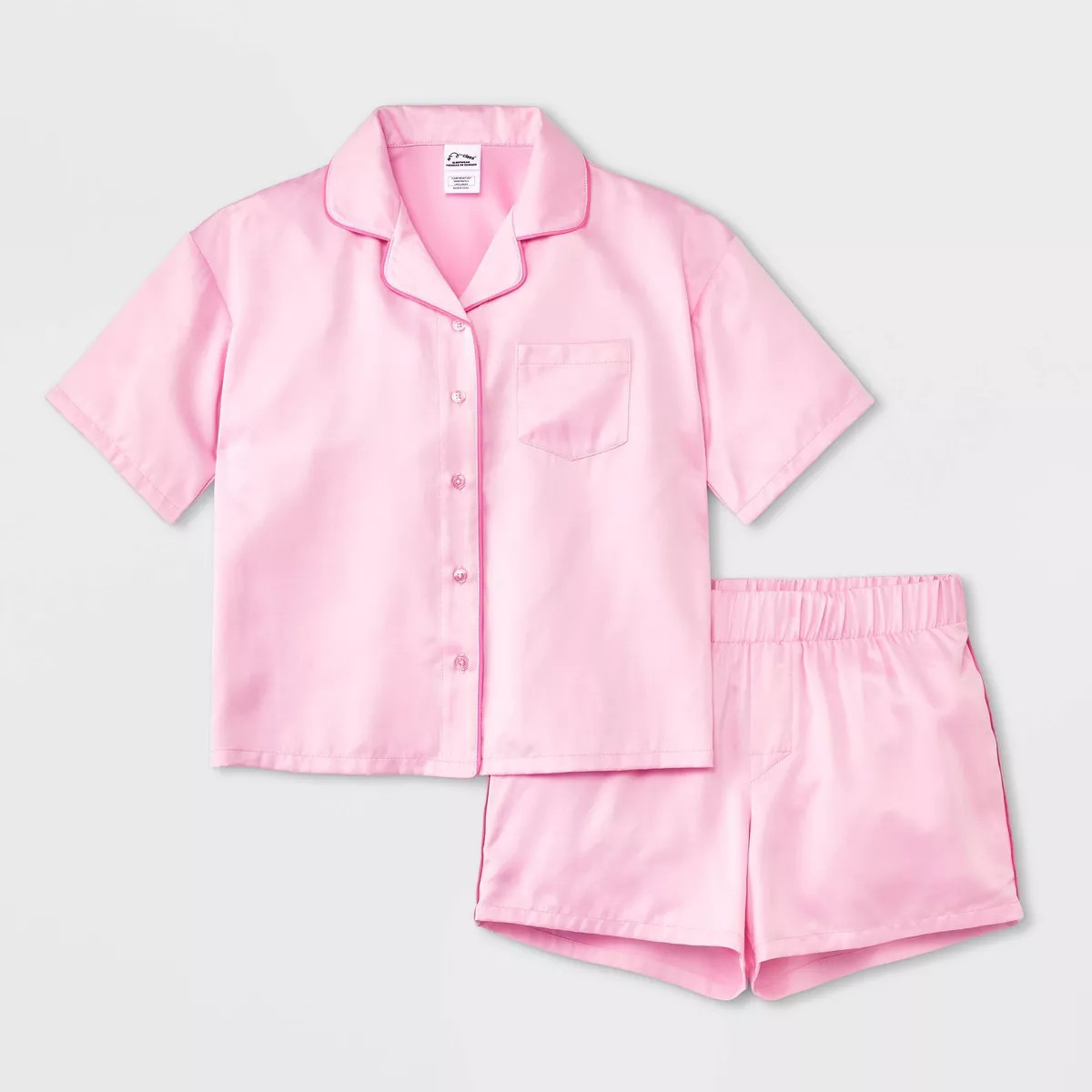 Girls' 2pc Satin Short Sleeve Button Up Pajama Set - art class™ | Target