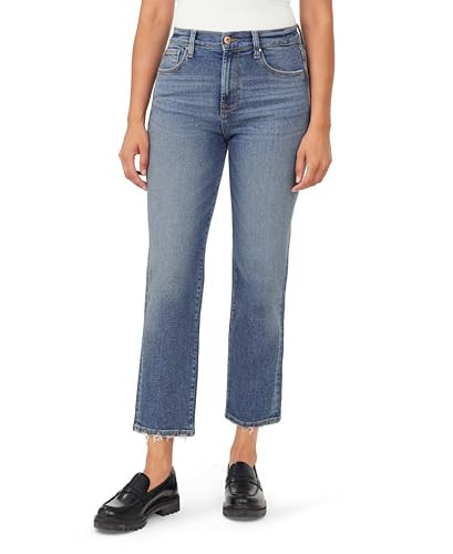 kensie Jeans for Women The Ella Vintage Straight High-Rise Straight Leg 27-Inch Inseam Raw Edge, Laguna, 6 | Amazon (US)