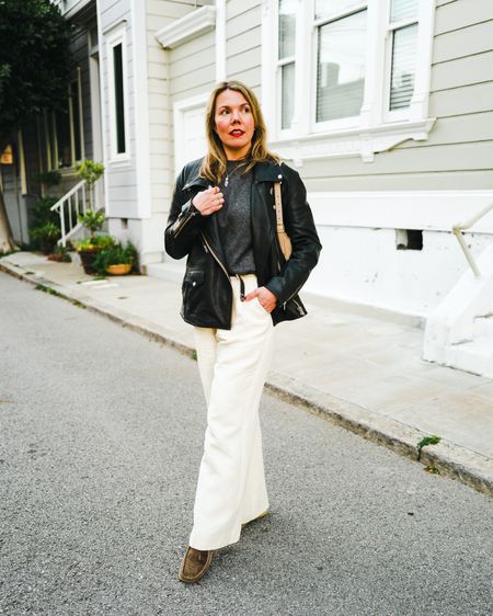 When you want to wear your white pants for spring but the weather isn’t cooperating: just add a black leather jacket (this one is an amaze deal)

#LTKSeasonal #LTKstyletip #LTKover40