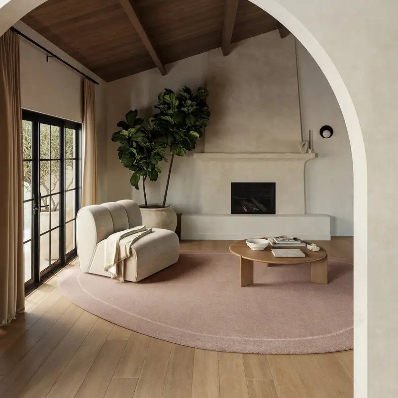 Los Feliz Abstract Wool Rug | Mauve | Rugs USA