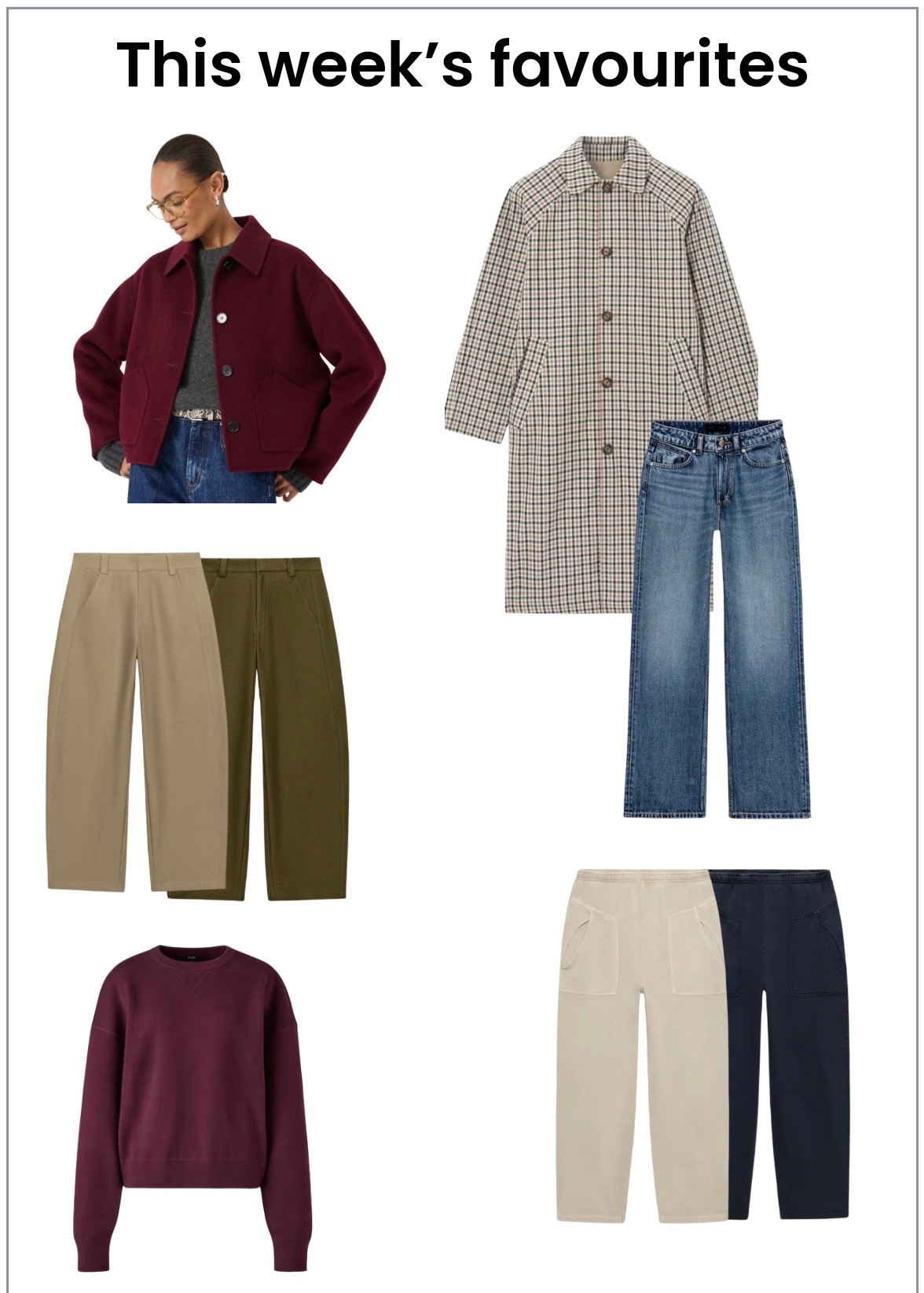 Most loved this week. Beautiful outerwear, great trouser shapes in rich tones, comfy loungewear and the best jumper out there x

#LTKautumn #LTKover50style #LTKstyletip