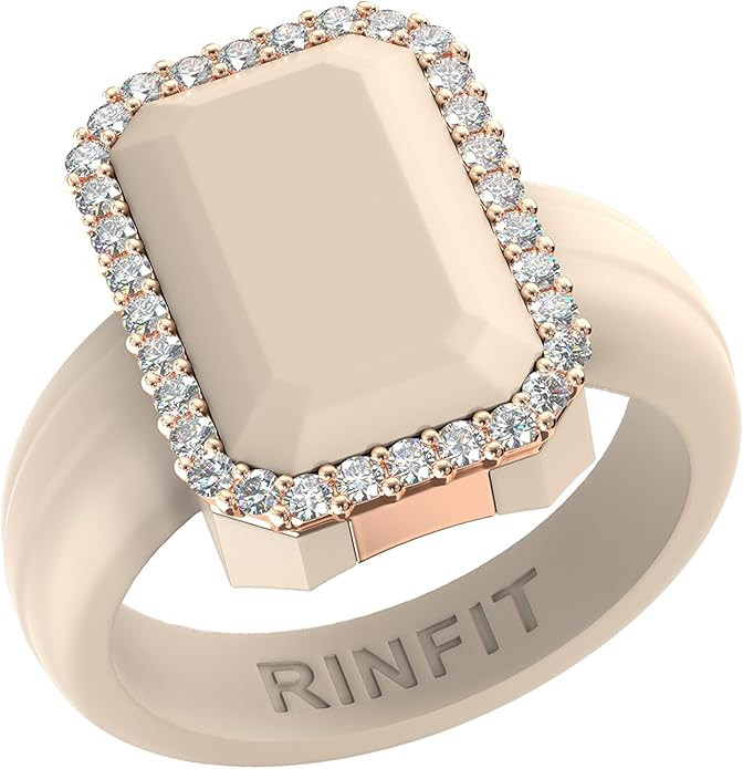 Rinfit Women's Silicone Wedding Band - Promise Rings for Her - Emerald Cut with Cubic Zirconia - ... | Amazon (US)