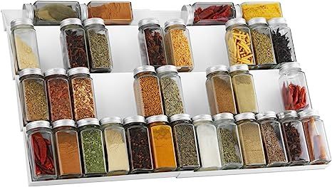 Adjustable Spice Rack Drawer Organizer, 12" to 23" Stackable Tray, Expandable Plastic Tray Drawer... | Amazon (US)