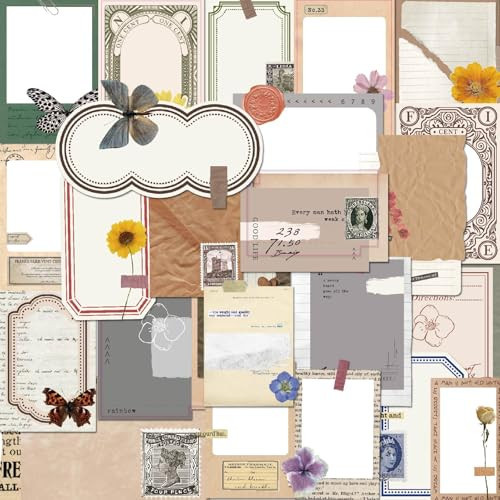 JUNKJWBZ Vintage Retro Scrapbook Stickers -100 Pcs Assorted Butterfly Flower Postal Wax Seal Decals for Diaries Gift Wrapping Creative Projects | Amazon (US)