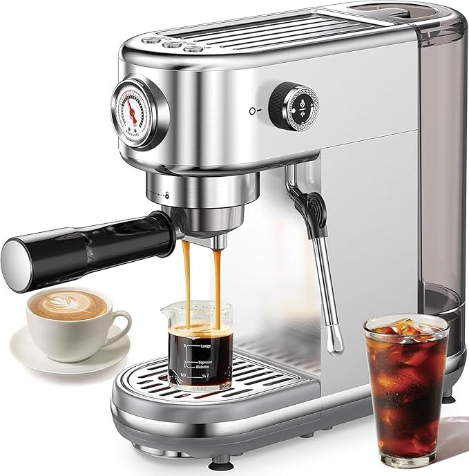 Espresso Machine with Milk Frother, 20 Bar High Pressure Professional Espresso Maker Automatic, C... | Amazon (US)