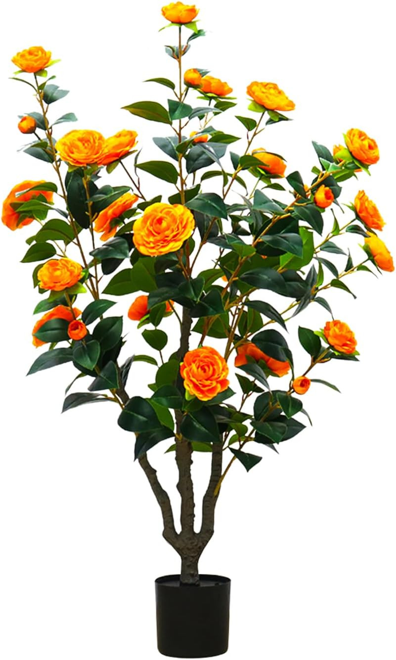 Faux Outdoor Plants and Flowers,40in Faux Floral Plant with Realistic Orange Flowers and Green Le... | Amazon (US)
