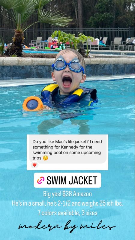 Swim jacket toddler approved!
Amazon - 7 colors, 3 sizes
My 2.5 year old is 25 lbs and wearing a small. 

#LTKswim #LTKtravel #LTKSeasonal