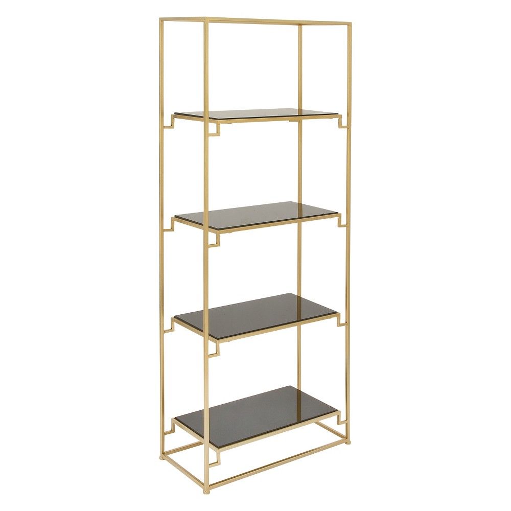 63"" Metal and Glass 4 Tiered Book Shelf Gold - Olivia & May | Target