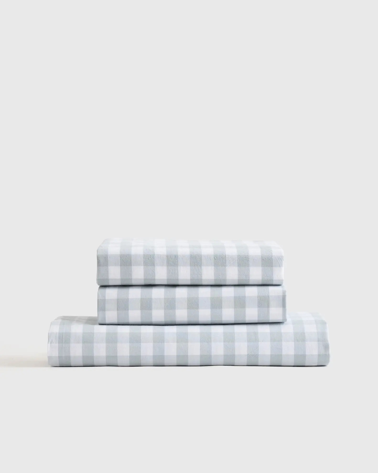 Classic Organic Percale Gingham Fitted Sheet Set | Quince