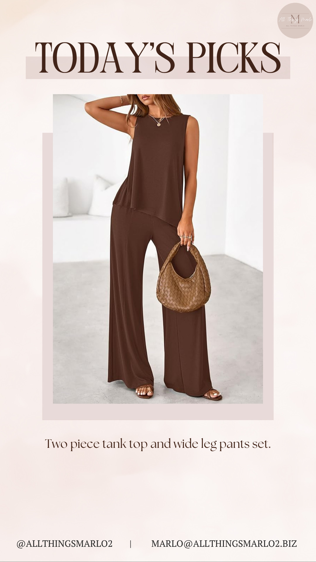 Two piece tank top and wide leg pants set. 

 #LTKSeasonal #LTKWorkwear #LTKTravel