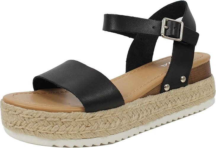 SODA Women's Open Toe Ankle Strap Espadrille Sandal | Amazon (US)