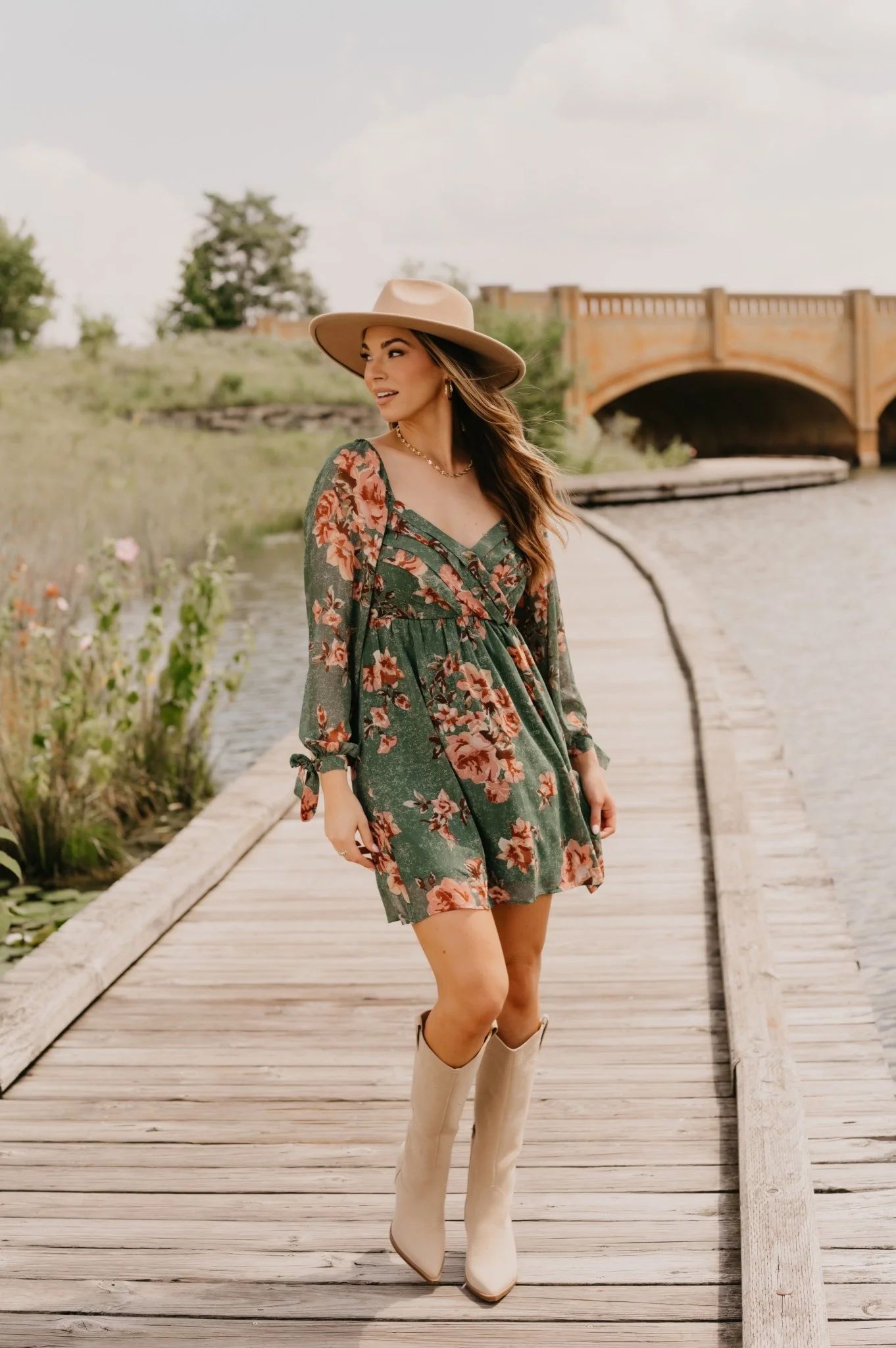 Green Floral Print Chiffon Mini Dress | Magnolia Boutique | Magnolia Boutique