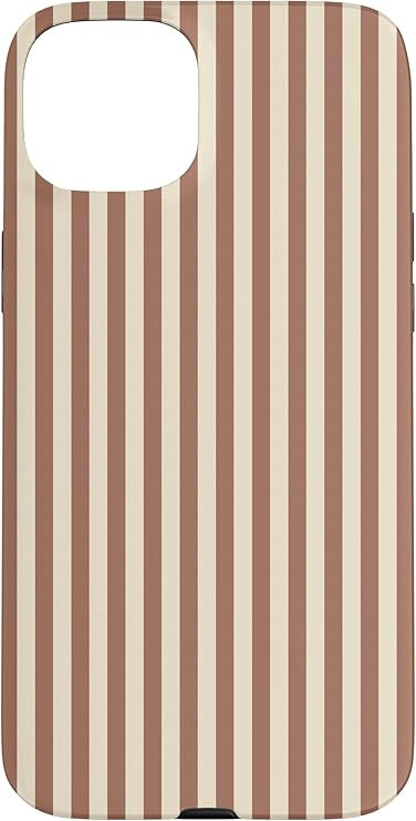 Striped Brown and Cream Lines Minimalist Aesthetic Trendy Case for iPhone 15 Plus | Amazon (US)