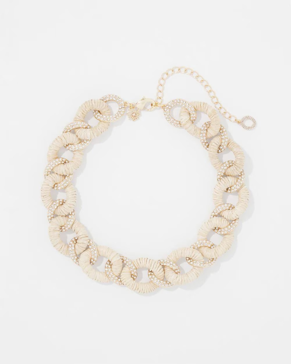 Natural Raffia + Crystal Link Necklace | White House Black Market
