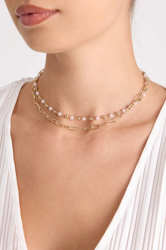 Jamari Gold Pearl Layered Necklace | Lulus