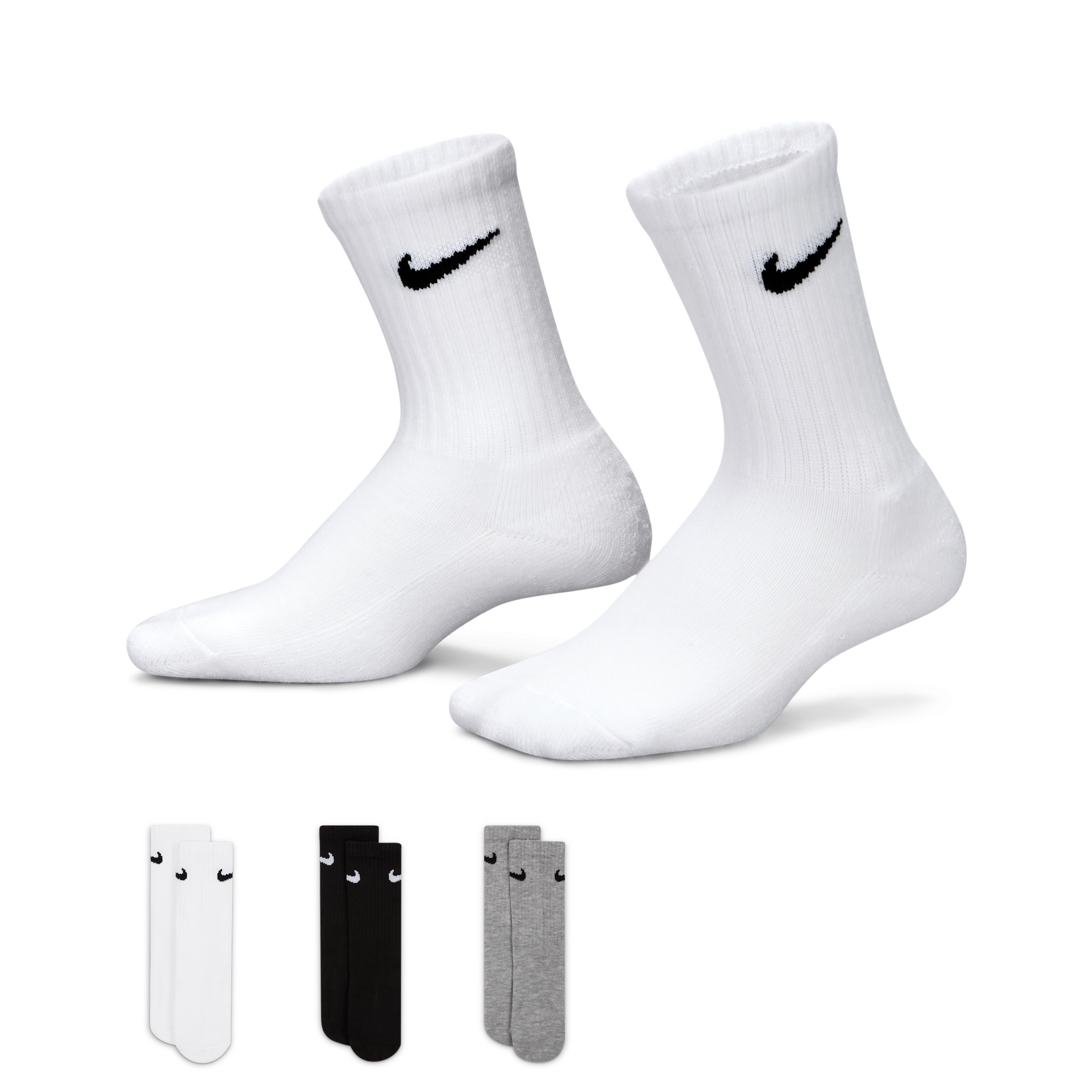Nike Basics Kids' Crew Socks (3 Pairs) in White | UN0027-W2F | Nike (US)