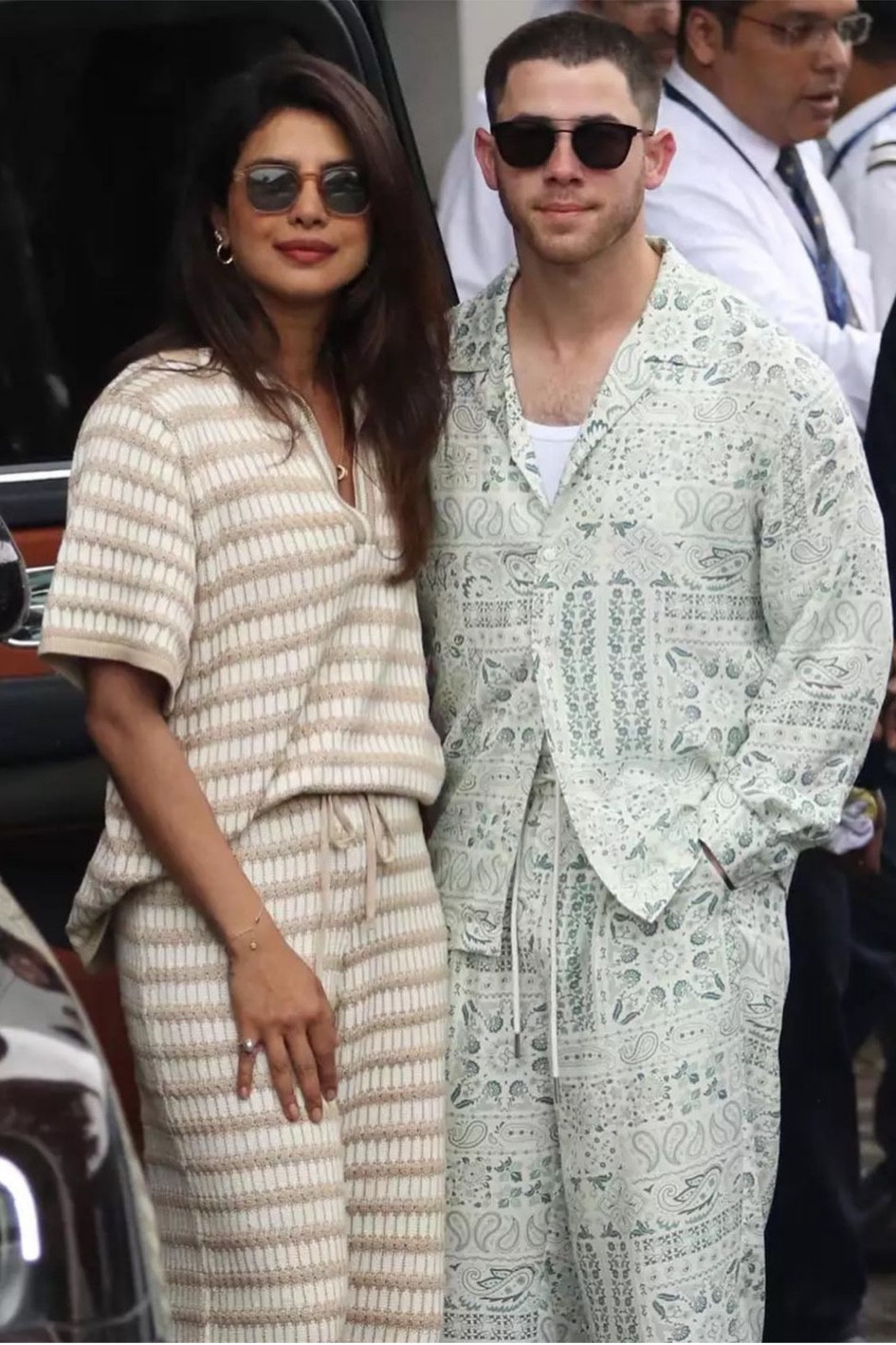Priyanka Chopra wearing 2 Piece Outfits Striped Short Sleeve Sweater Tops Knit Sets Wide Leg Pants Lounge Set #PriyankaChopra #CelebrityStyle

#LTKStyleTip #LTKSaleAlert