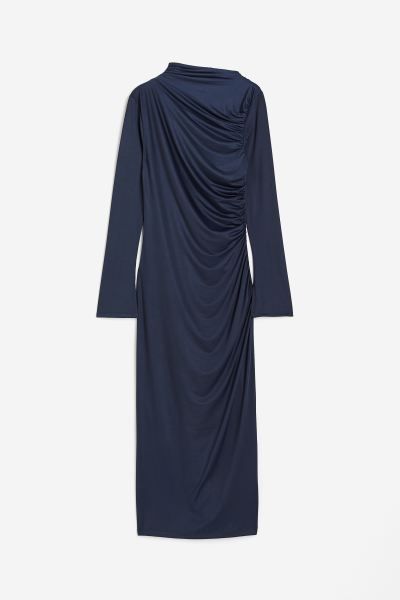 Draped Jersey Dress - Navy blue - Ladies | H&M US | H&M (US + CA)