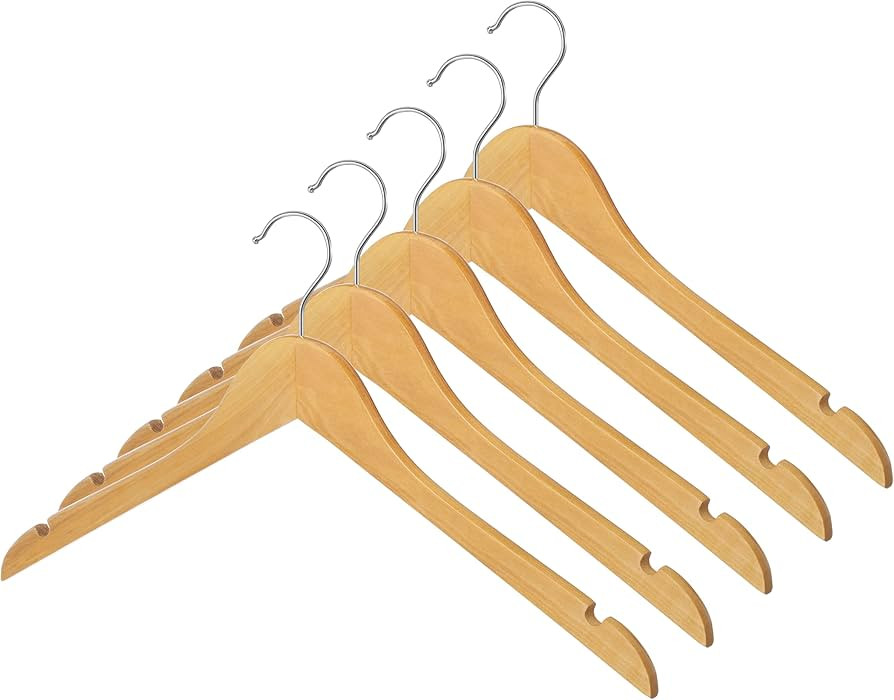 Whitmor Natural Wood Dress or Shirt Hangers (Set of 5) | Amazon (US)