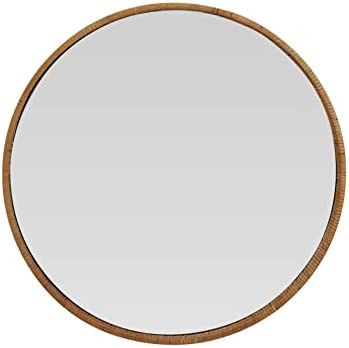 Amazon.com: Creative Co-Op Rattan Wrapped Wood Framed Wall Mirror, 24" L x 2" W x 24" H, Natural ... | Amazon (US)