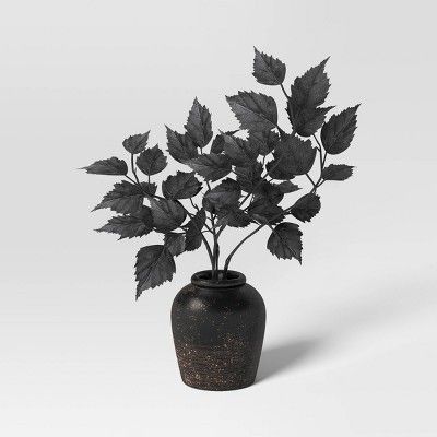 Large Leaves in Pot Arrangement Artificial Plant Black - Threshold&#8482; | Target