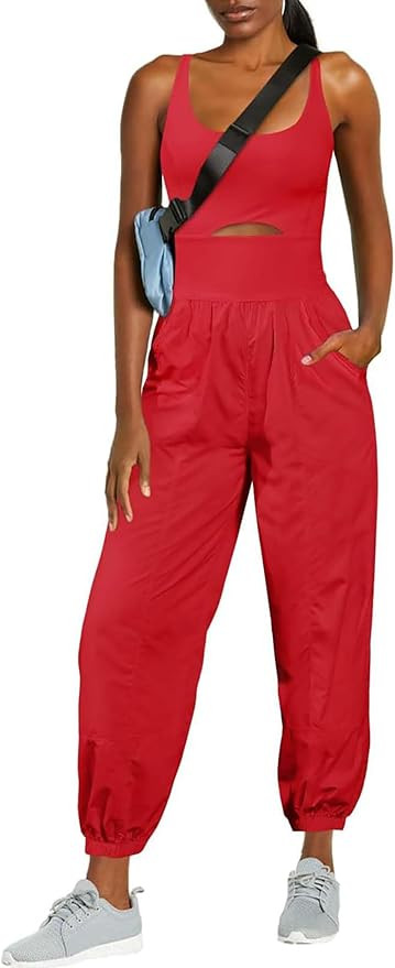 ReachMe Womens Running Onesie Athletic Romper Pants Hiking Outfits One Piece Workout Jumpsuits wi... | Amazon (US)