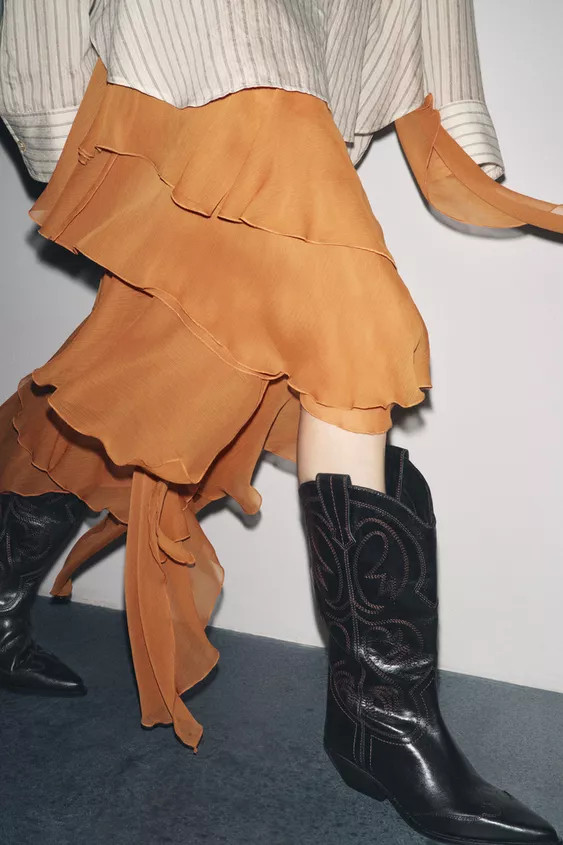 EMBROIDERED LEATHER COWBOY BOOTS | Zara Canada