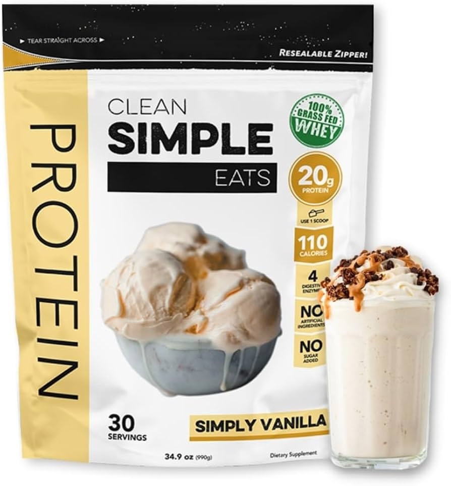 Clean Simple Eats Simply Vanilla Whey Protein Powder, Natural Sweetened and Cold-Pressed Whey Pro... | Amazon (US)