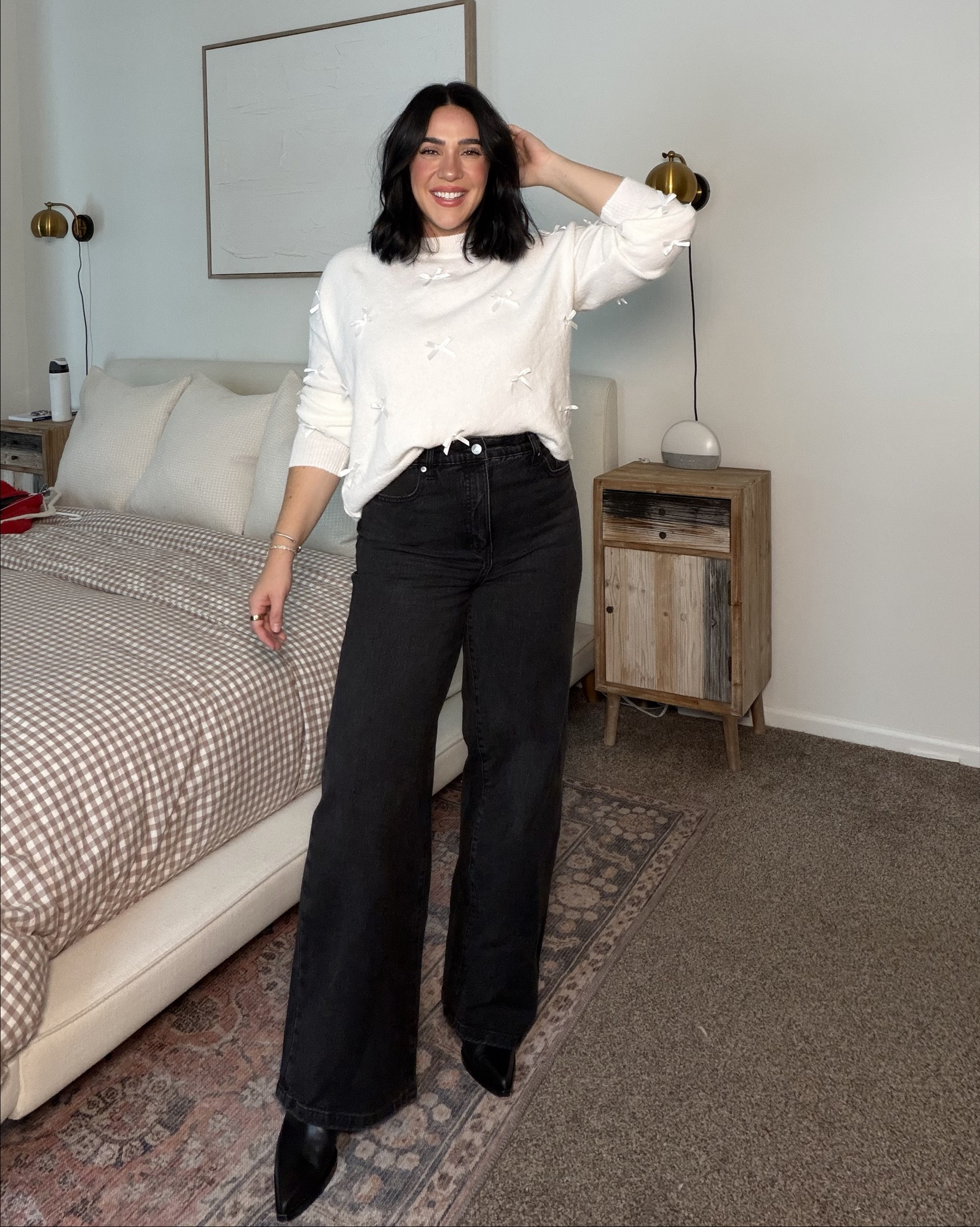 Jeans and a cute sweater for the holidays and winter style; perfect for workwear outfits in winter, teacher winter outfits, holiday party outfit, Christmas outfit, church outfit, date day outfit and more! Size L/10, 5’4 long legs. 

#LTKSaleAlert #LTKMidsize #LTKHoliday